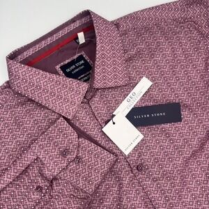 NWT Silver Stone Collection Mens Geo Print Modern Fit Long Sleeve Shirt Size 3XL